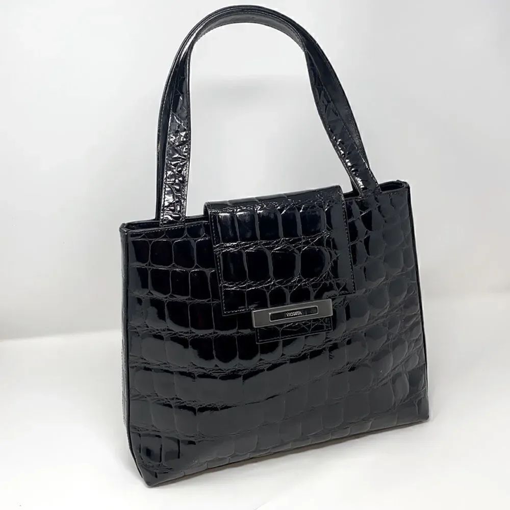 Vicosta Croc Embossed Leather Classic Satchel Bag Made in Spain